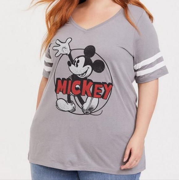 Disney Mickey Mouse VINTAGE Football Grey Top PLUS SIZE 0 TORRID SPORT sleep new - Picture 8 of 9